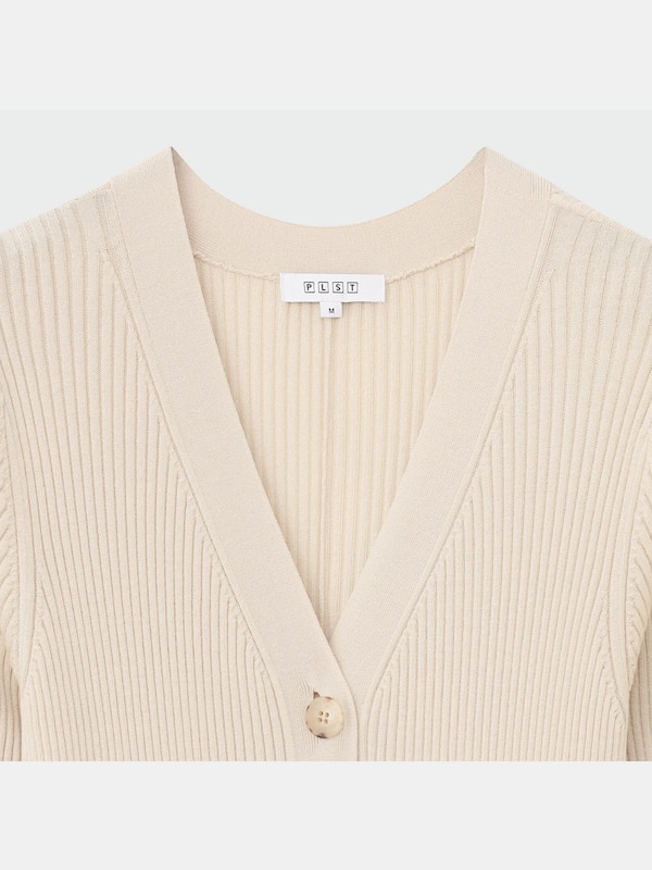 リブニットロングカーディガンドレス