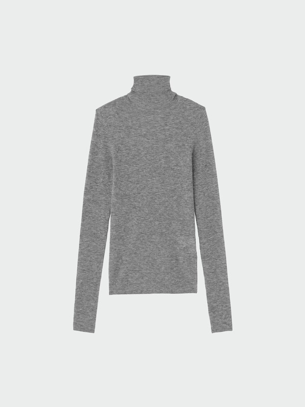 シアーウールリブハイネックセーター（長袖）