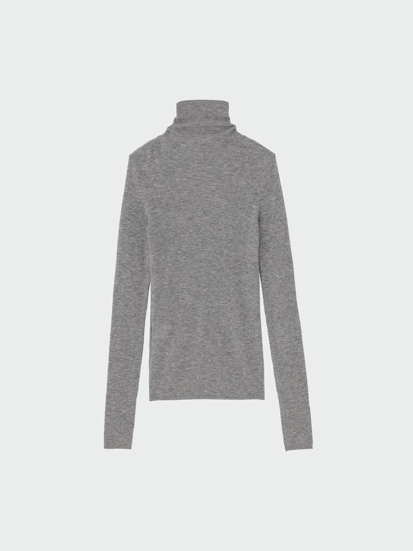 シアーウールリブハイネックセーター（長袖）