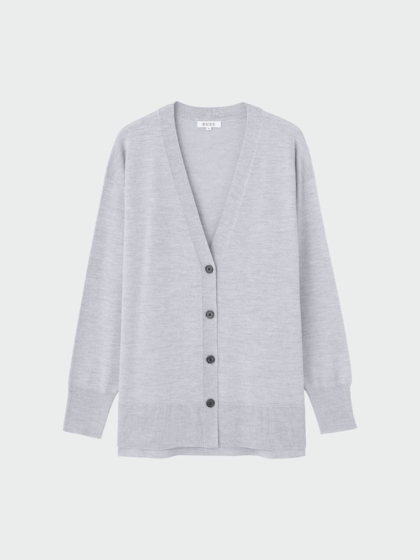 エクストラファインメリノウールブレンドVネックカーディガン