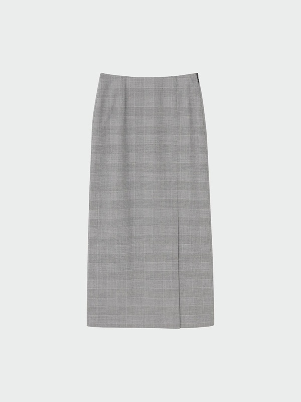 ウールブレンドギャバハイウエストナロースカート
