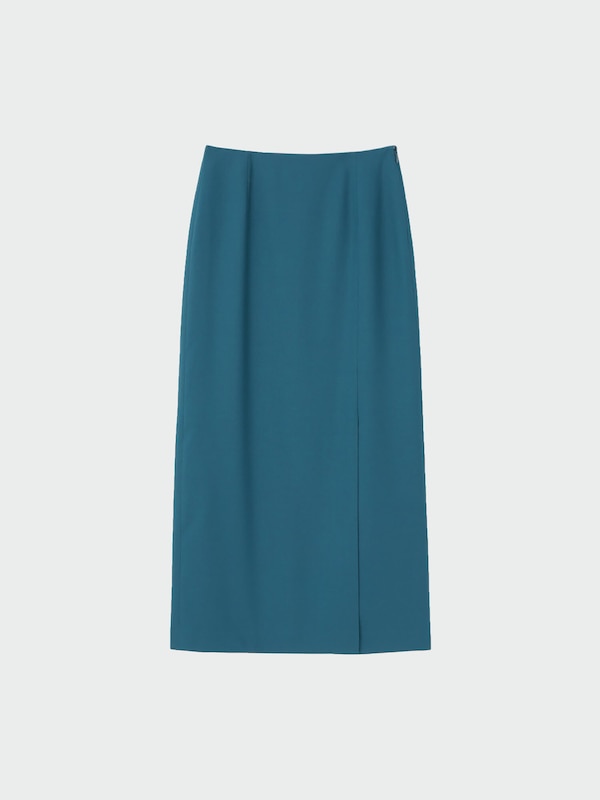 ウールブレンドギャバハイウエストナロースカート