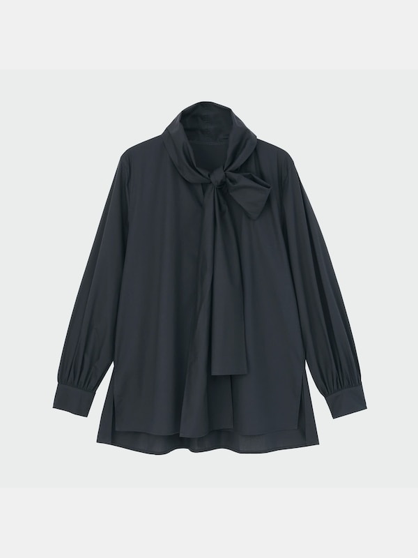 コットンシルクボウタイブラウス（長袖）