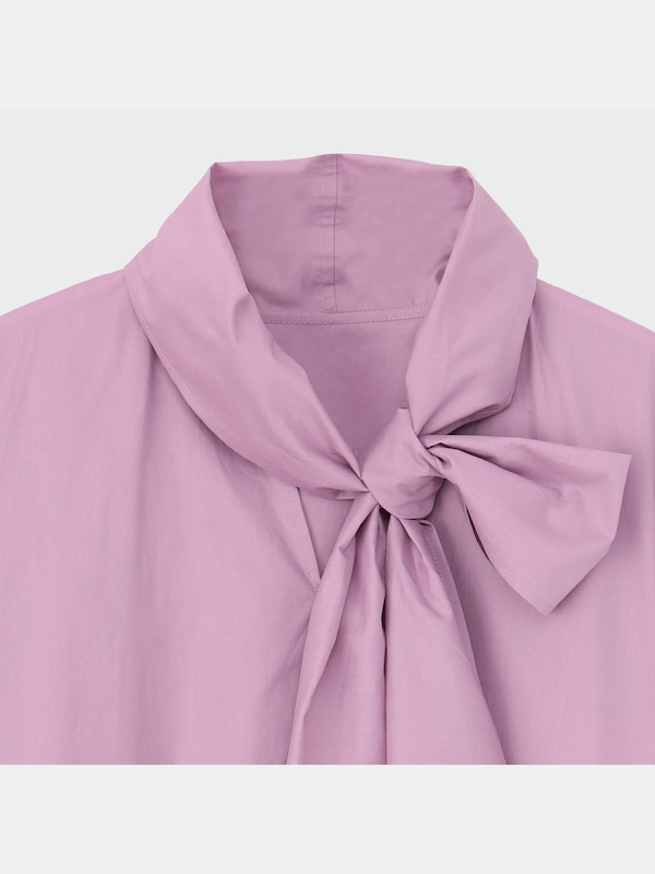 コットンシルクボウタイブラウス（長袖）