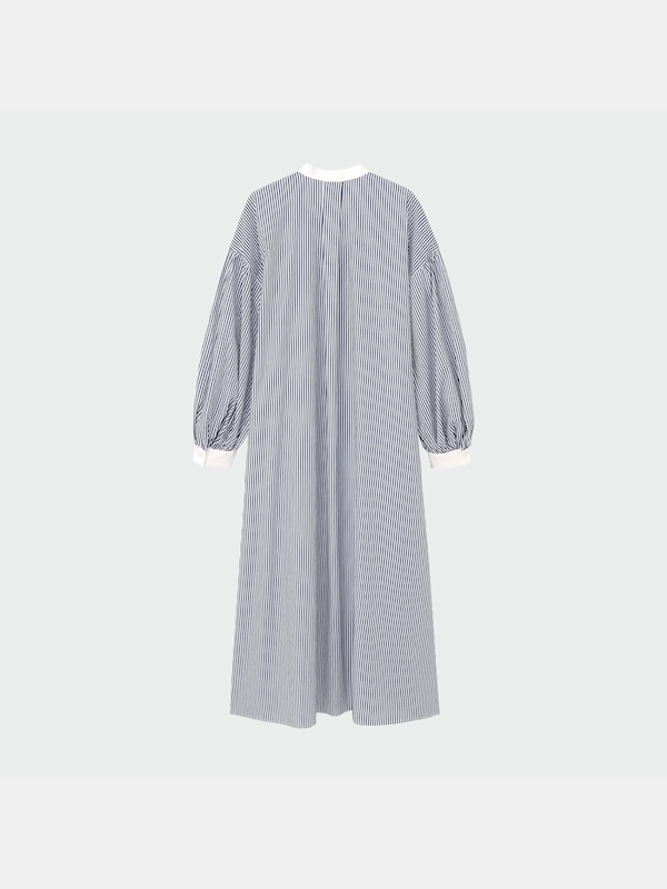 バンドカラーストライプワンピース（長袖）