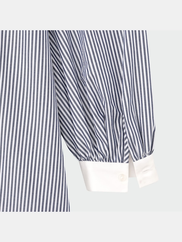 バンドカラーストライプワンピース（長袖）