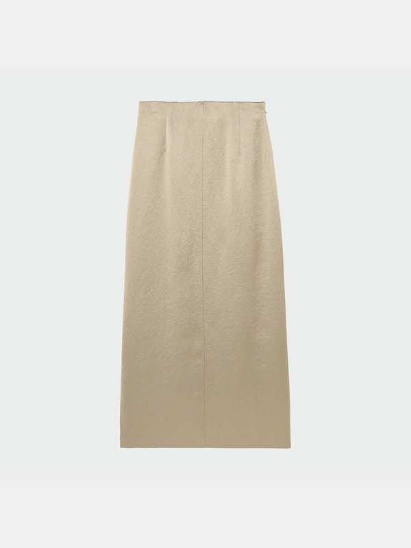 サテンロングタイトスリットスカート