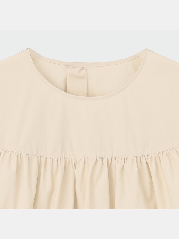 コットンブレンドフリルブラウス（長袖）