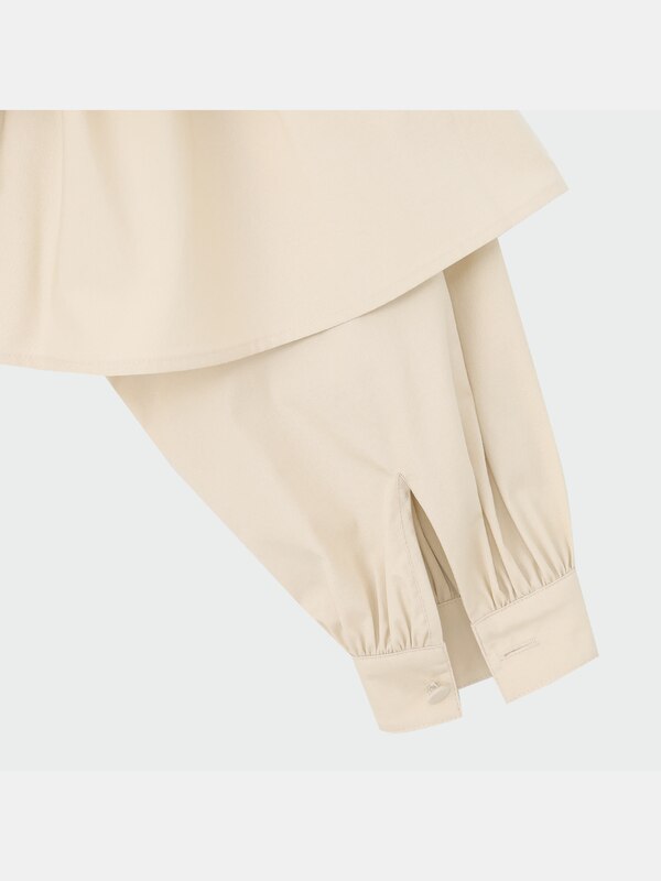 コットンブレンドフリルブラウス（長袖）