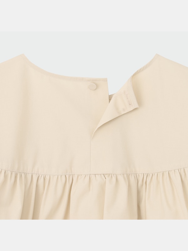 コットンブレンドフリルブラウス（長袖）