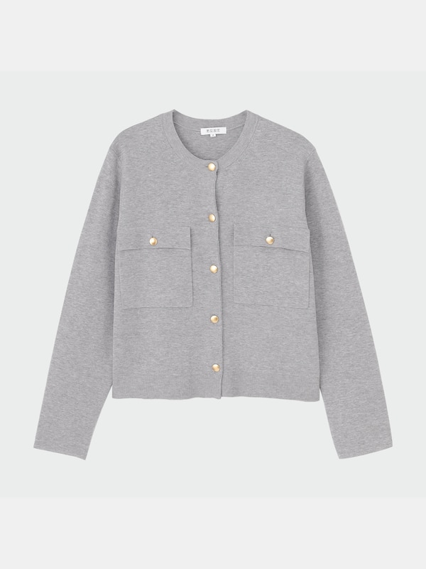 メタルボタンクルーネックカーディガン