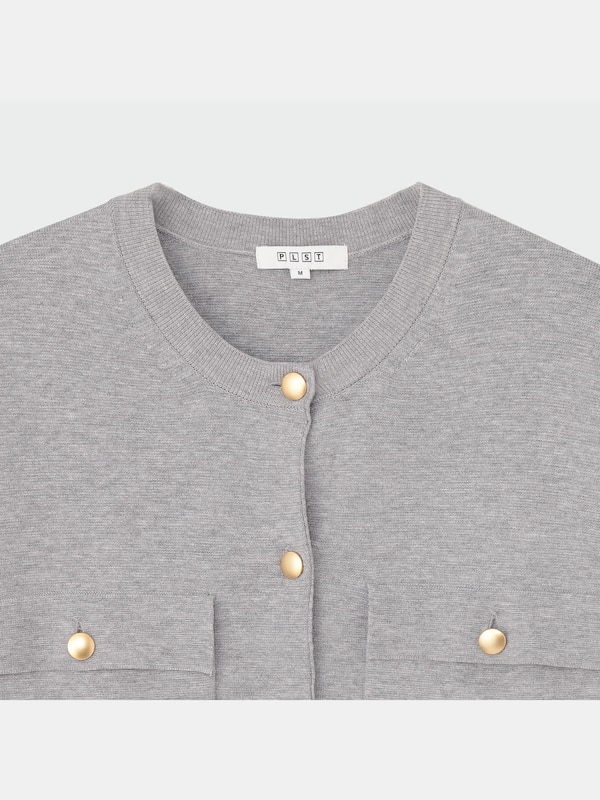 メタルボタンクルーネックカーディガン