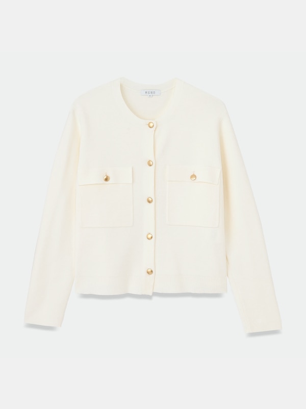 メタルボタンクルーネックカーディガン