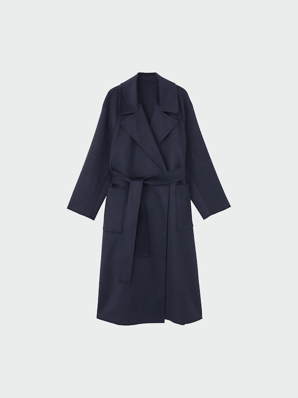 ウールブレンドリバーロングコート