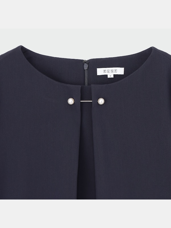 パール付きブラウスパンツセットアップ（長袖）