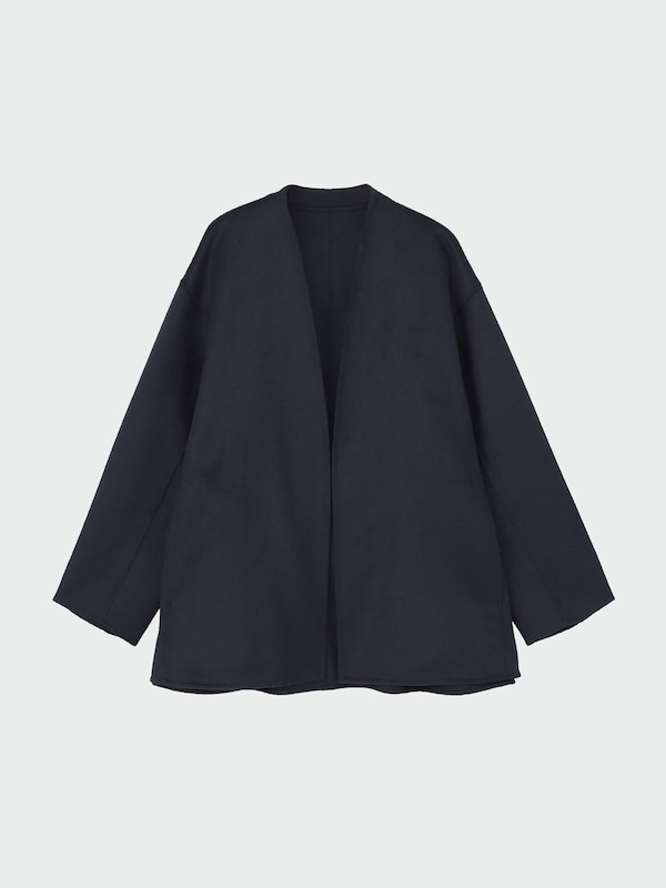 ウールブレンドリバーハーフコート