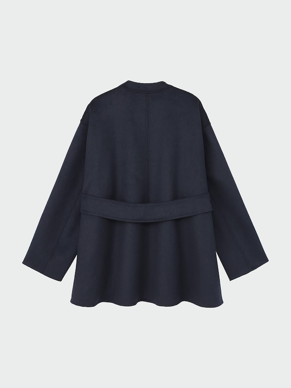 ウールブレンドリバーハーフコート