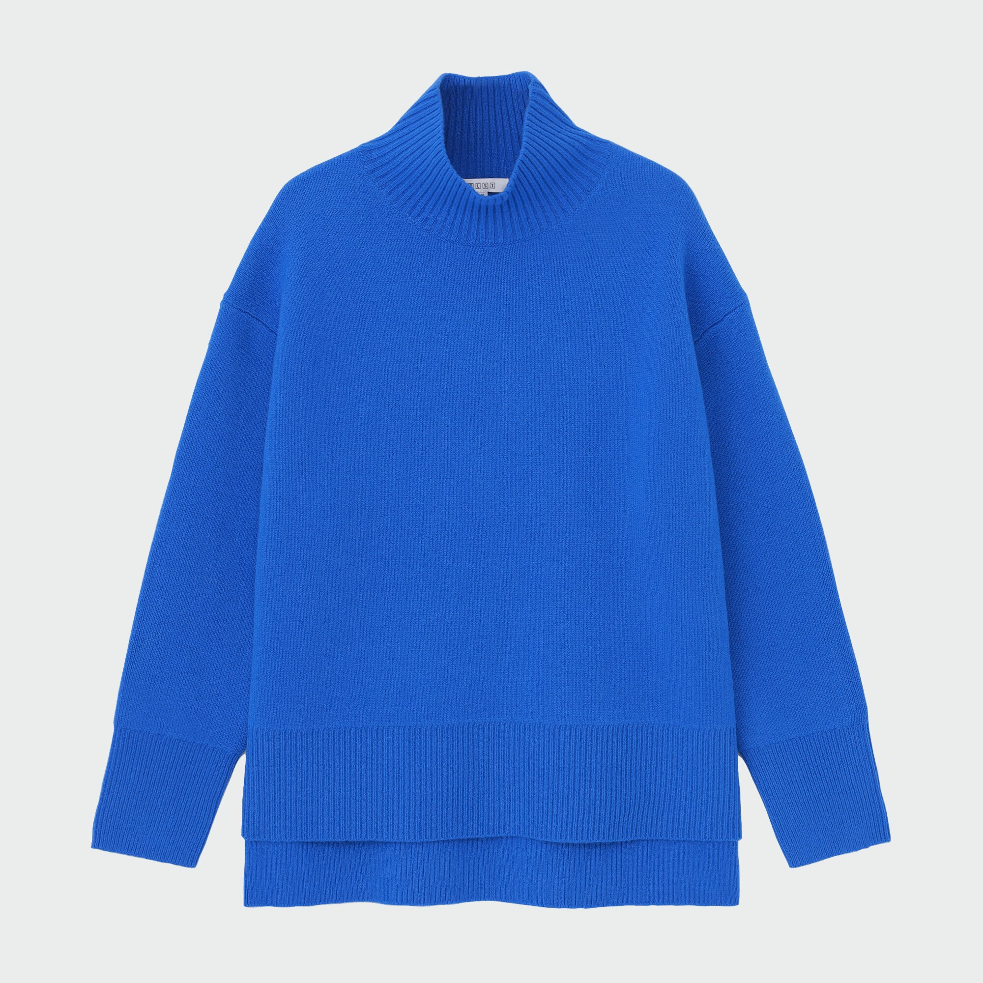 【美品】PLST プラステ ウールプレーティングタートルネックセーター ブルーS