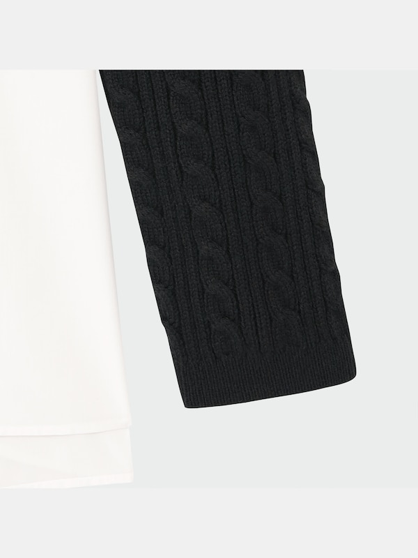 ケーブルニットレイヤードシャツ（長袖）