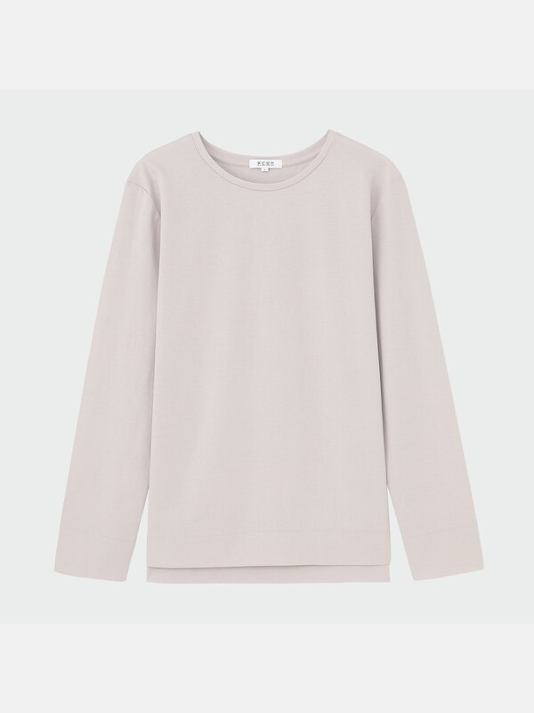 シルキーコットンブレンドクルーネックTシャツ（長袖）