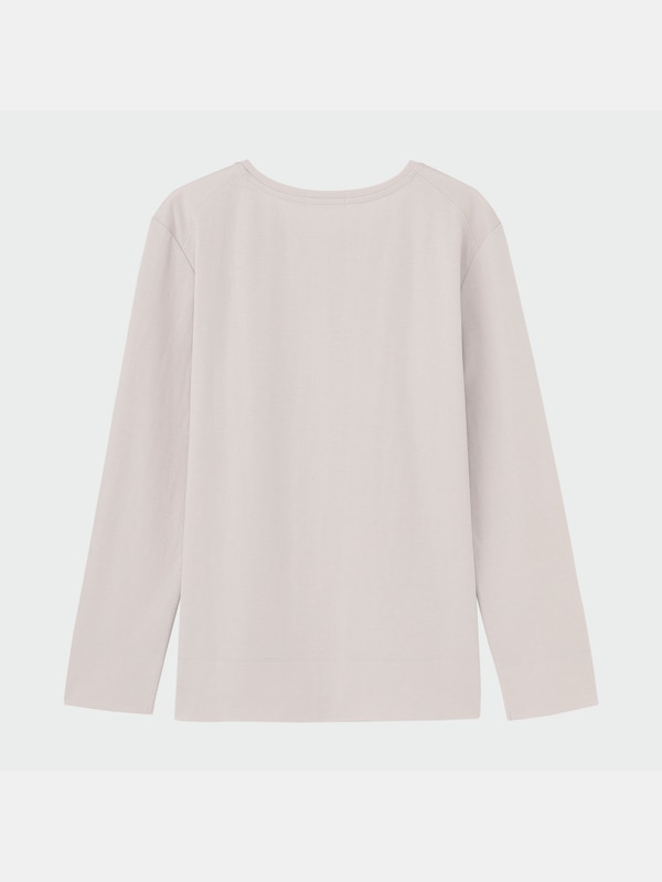 シルキーコットンブレンドクルーネックTシャツ（長袖）