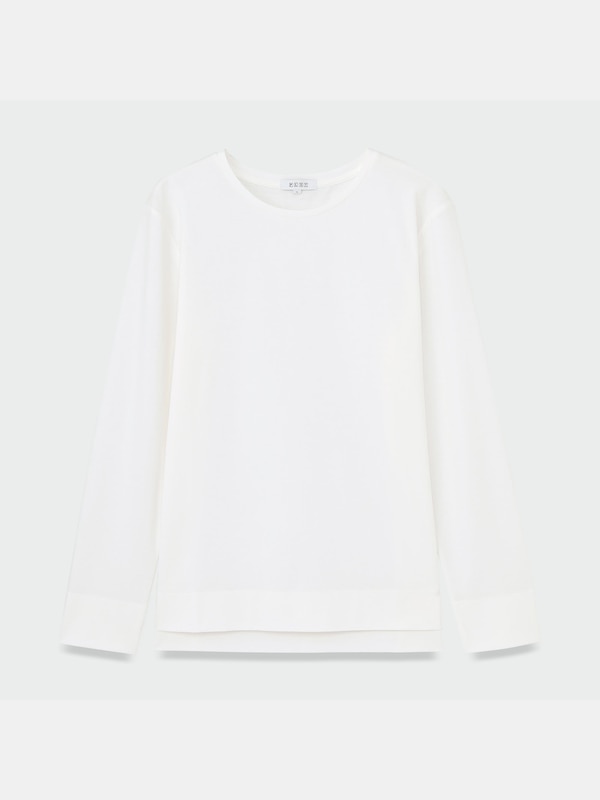 シルキーコットンブレンドクルーネックTシャツ（長袖）