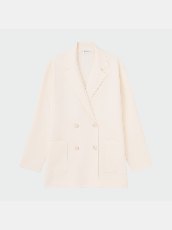 コットンブレンドニットダブルジャケット