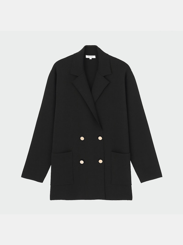 コットンブレンドニットダブルジャケット