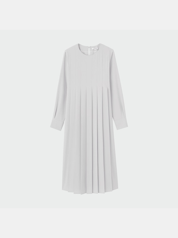 ジョーゼットボックスプリーツワンピース（長袖）