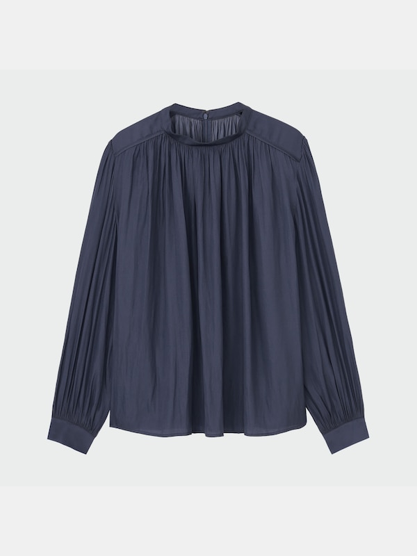 サテンギャザーブラウス（長袖）