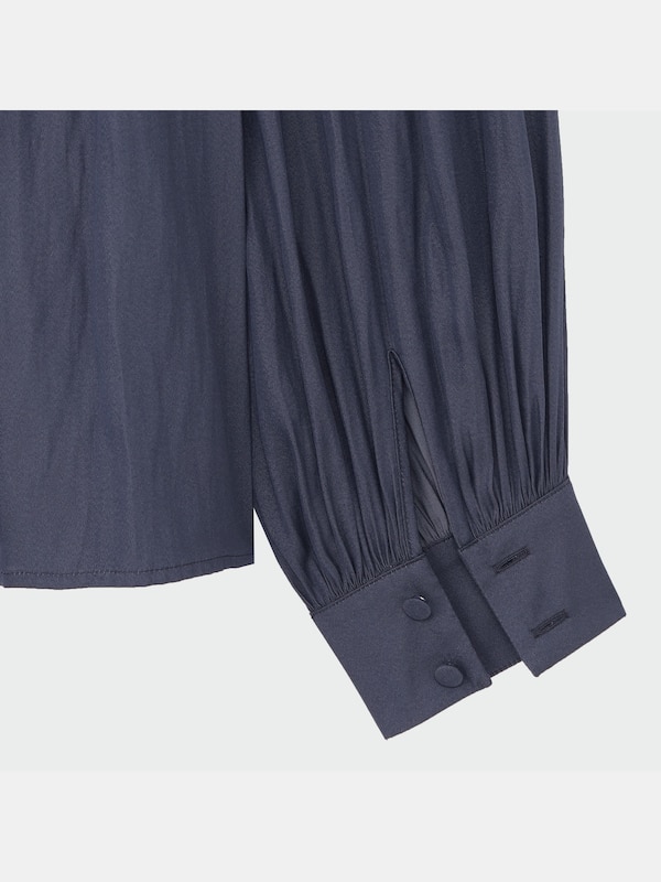 サテンギャザーブラウス（長袖）