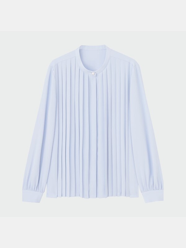 ジョーゼットバンドカラープリーツブラウス（長袖）