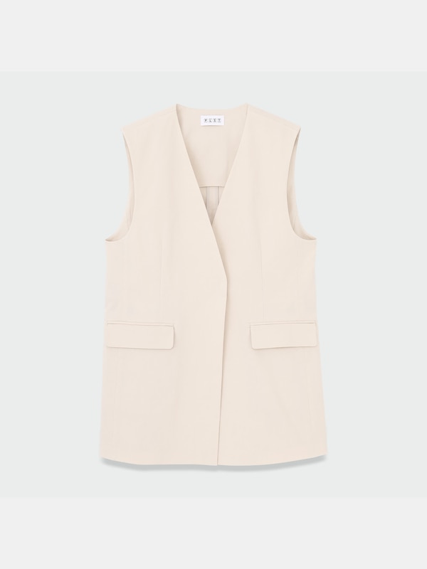 ハイストレッチリネンミックスカラーレスジレ