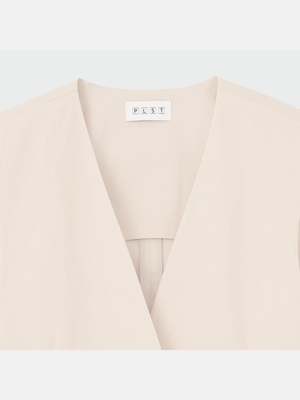 ハイストレッチリネンミックスカラーレスジレ