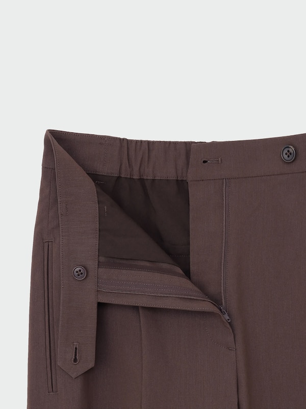 ハイストレッチリネンミックスタックワイドパンツ