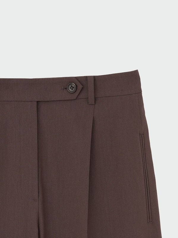 ハイストレッチリネンミックスタックワイドパンツ