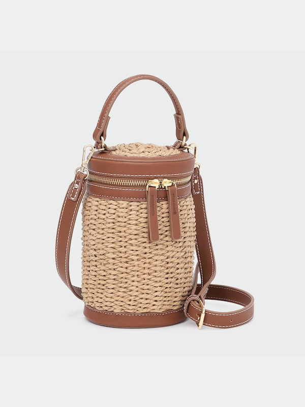 フェイクレザーコンビカゴバッグ