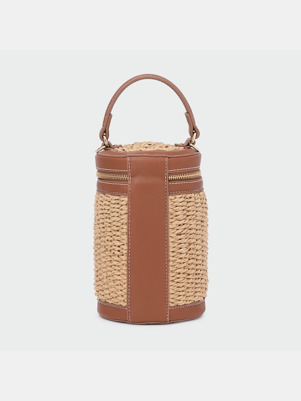 フェイクレザーコンビカゴバッグ