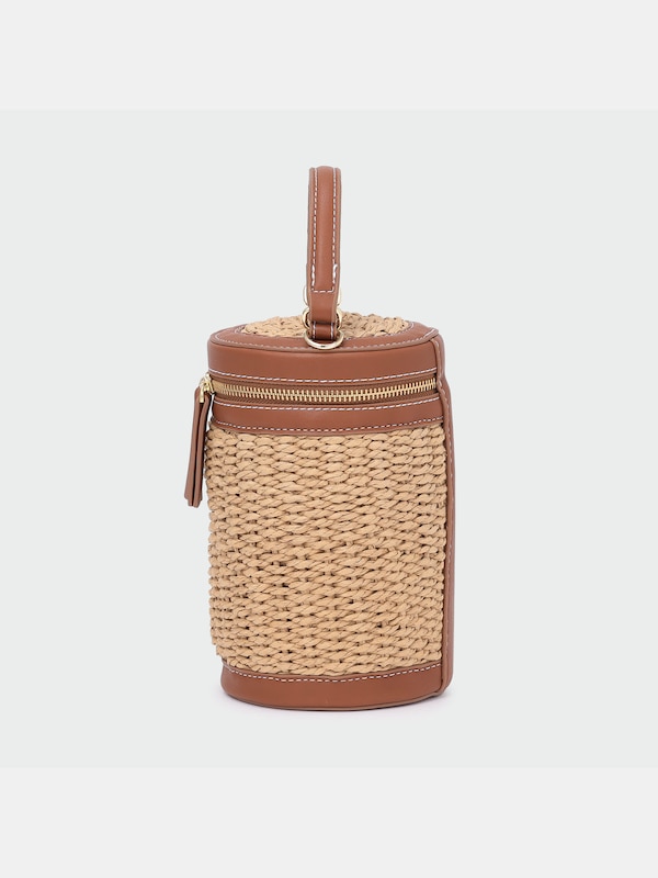 フェイクレザーコンビカゴバッグ