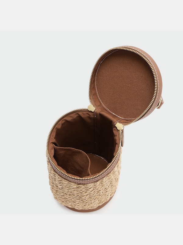 フェイクレザーコンビカゴバッグ