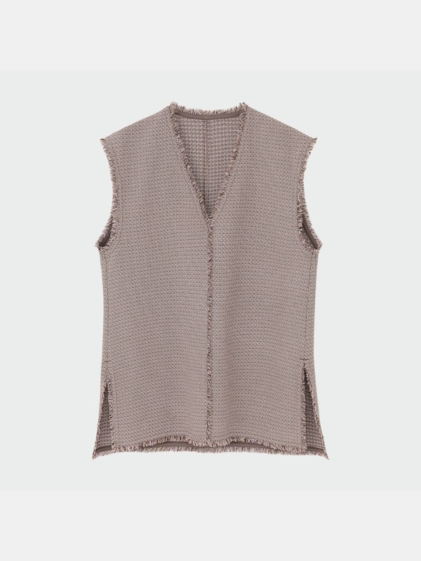 サマーツイードVネックブラウス