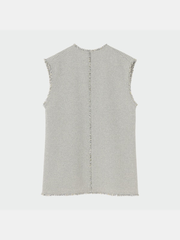 サマーツイードVネックブラウス