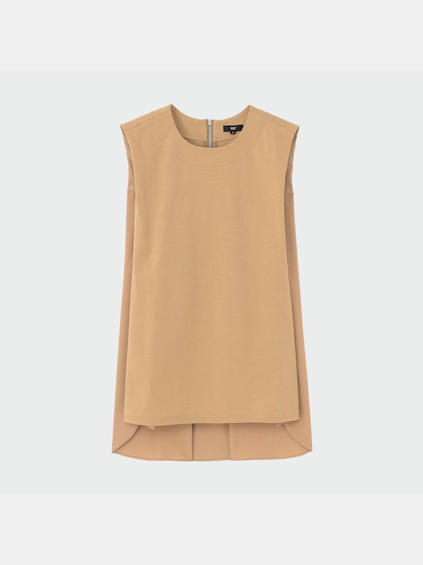 ファブリックコンビノースリーブプルオーバー