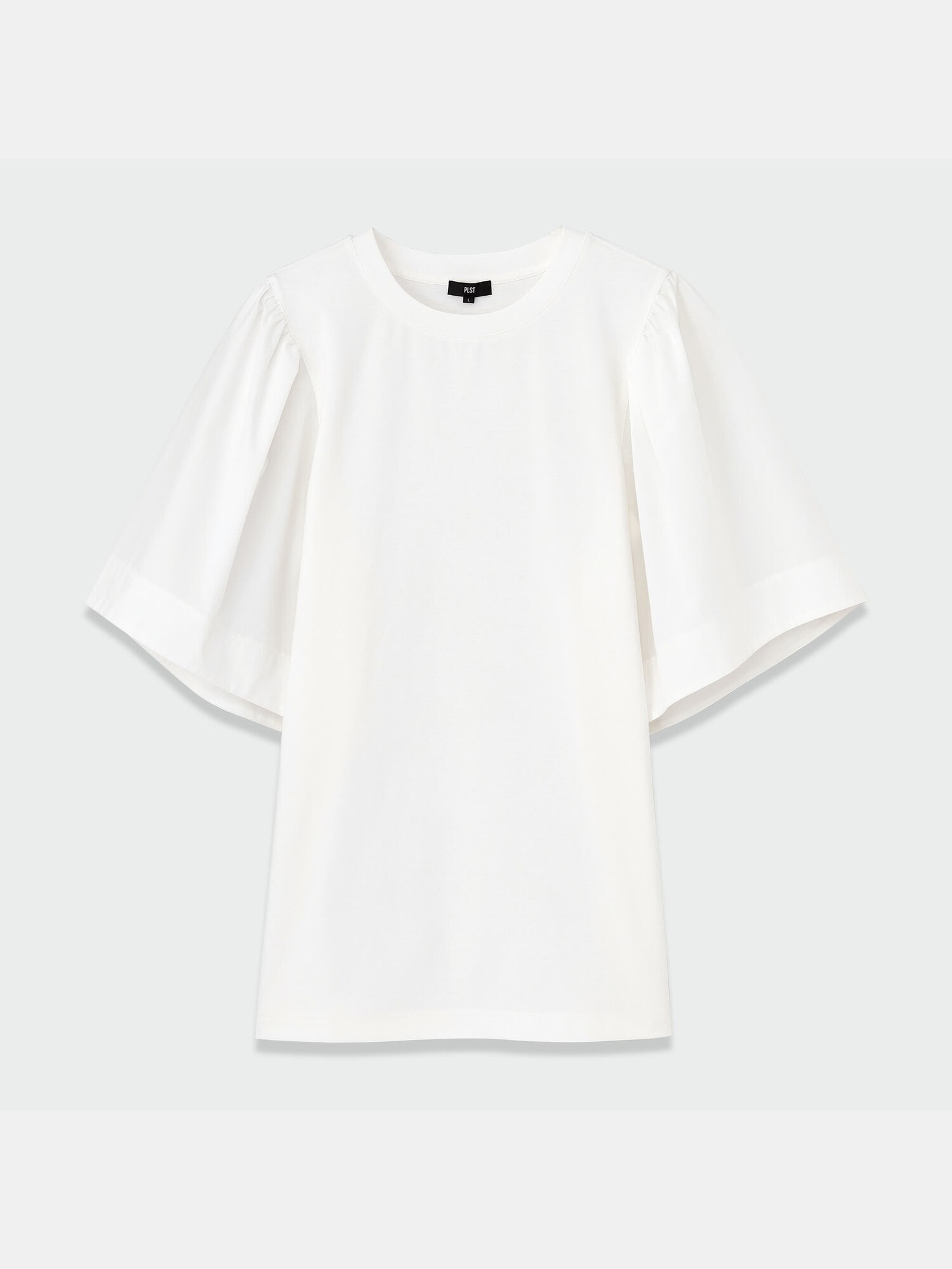 15号(3L) FONTLAB 布帛コンビTシャツ 大きいサイズ レディース Tシャツ 異素材ミックス 布帛
