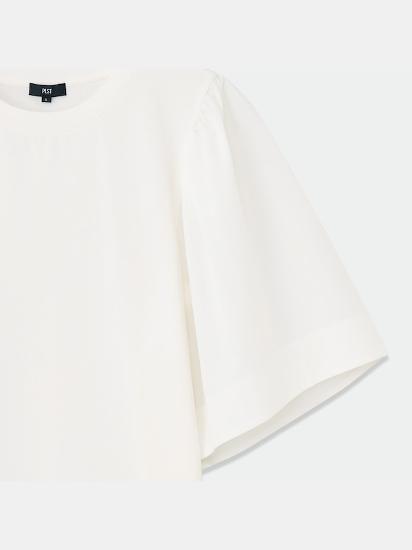 ファブリックコンビフレアスリーブTシャツ