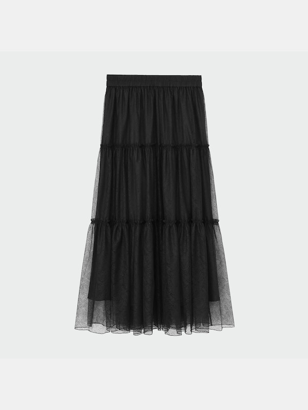 チュールレースティアードスカート