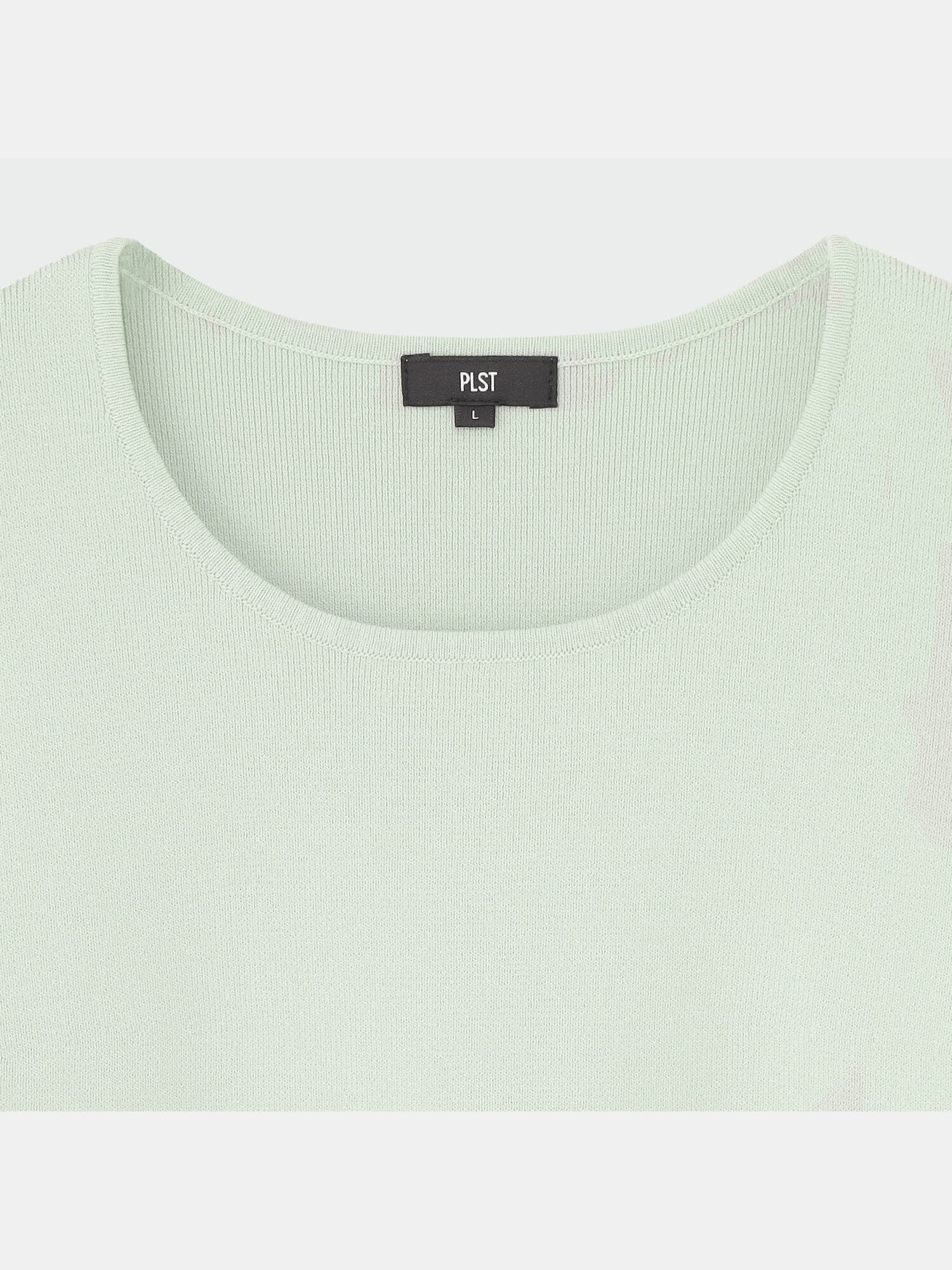 新品　PLST プラステ　バックがシフォン　七分袖ニット　カットソー　　ピンク PLST(プラステ)公式 | シフォンスリーブドッキングセーター（7分袖