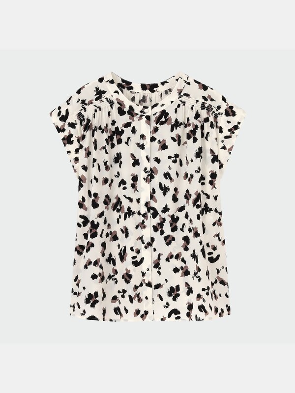 レオパードプリントフレンチスリーブブラウス