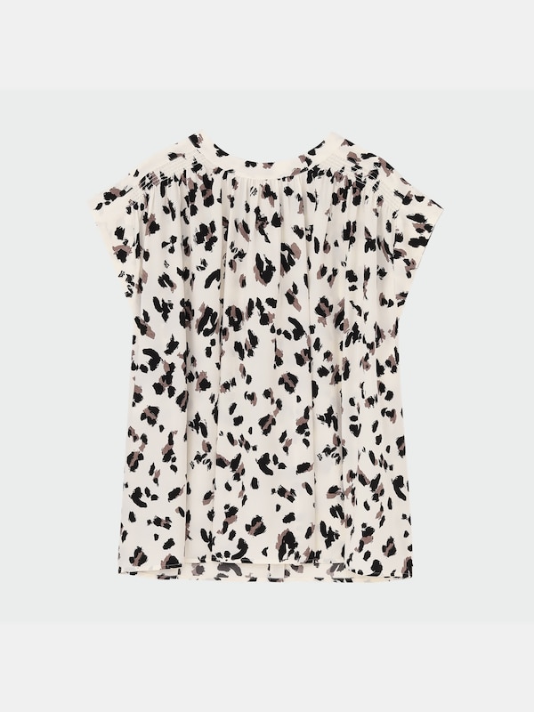 レオパードプリントフレンチスリーブブラウス