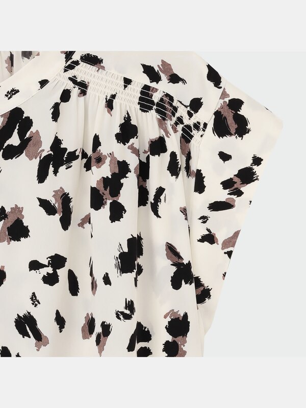 レオパードプリントフレンチスリーブブラウス